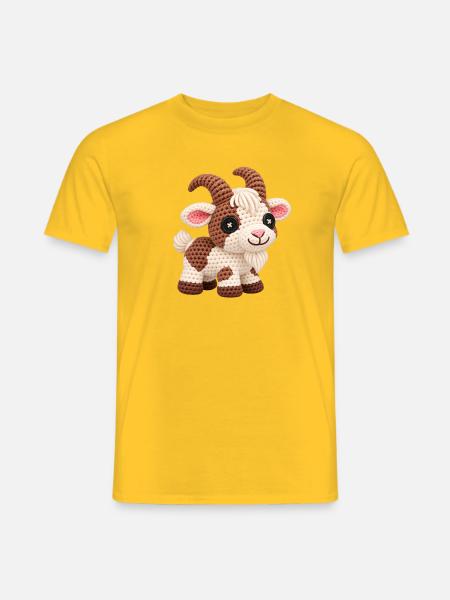 Kuscheltier Ziege Amigurumi - Männer T-Shirt - Gelb