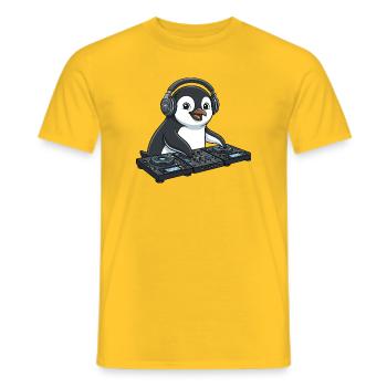 Pinguin DJ Musik Techno Party Comic - Männer T-Shirt - Gelb - Vorne - AI Model Male 178 dark (178cm)