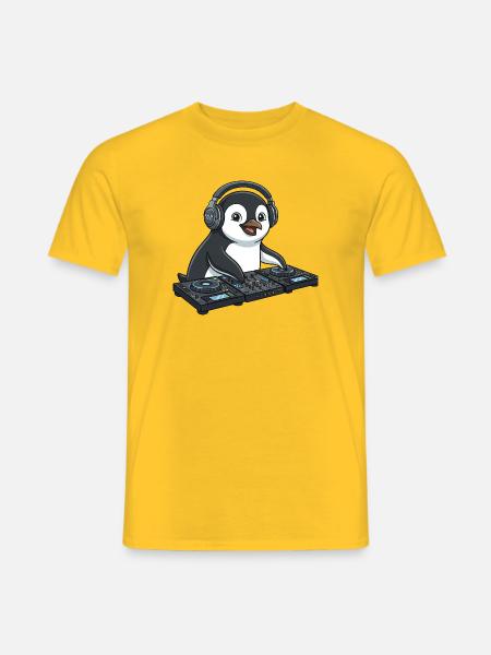 Pinguin DJ Musik Techno Party Comic - Männer T-Shirt - Gelb