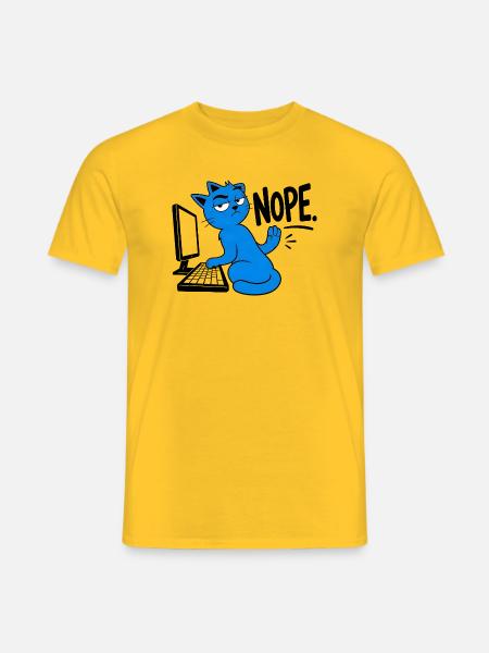 Katzen-Geek-Humor NEIN - Männer T-Shirt - Gelb