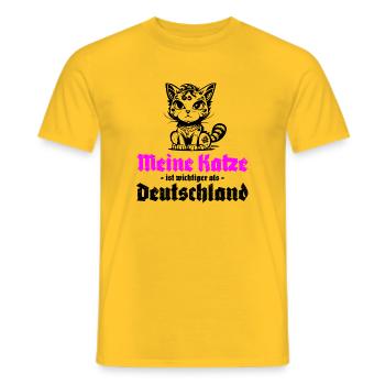 Meine Katze ist wichtiger als Deutschland - Männer T-Shirt - Gelb - Vorne - AI Model Male 178 dark (178cm)