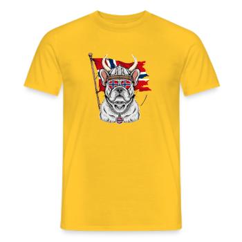  Wikinger Bulldogge Norwegen Flagge Skandinavien - Männer T-Shirt - Gelb - Vorne - AI Model Male 178 dark (178cm)
