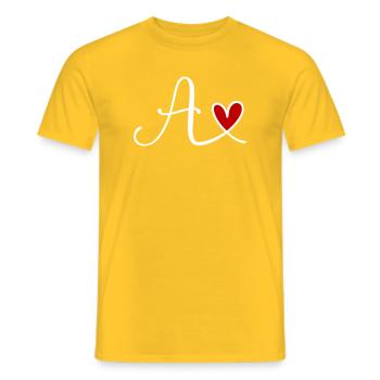 Buchstabe A Monogramm mit Herz - Männer T-Shirt - Gelb - Vorne - AI Model Male 178 dark (178cm)