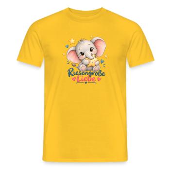 Riesengroße Liebe Elefant mit Stern - Männer T-Shirt - Gelb - Vorne - AI Model Male 178 dark (178cm)