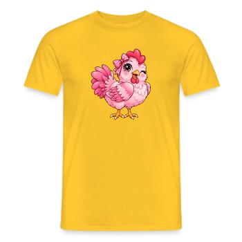 Kawaii Pink Hen - Männer T-Shirt - Gelb - Vorne - AI Model Male 178 dark (178cm)