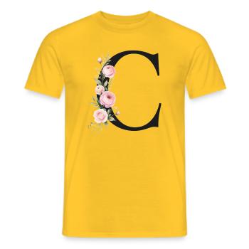 C Buchstabe Monogram Floral - Männer T-Shirt - Gelb - Vorne - AI Model Male 178 dark (178cm)