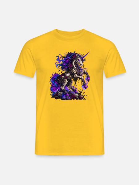Skelett-Einhorn im Grusel-Look - Männer T-Shirt - Gelb