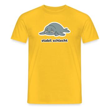 stabil schlecht – Robbe Meme - Männer T-Shirt - Gelb - Vorne - AI Model Male 178 dark (178cm)