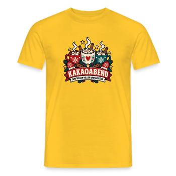 Kakaoabend – Drei Tassen voller Winterglück - Männer T-Shirt - Gelb - Vorne - AI Model Male 178 dark (178cm)