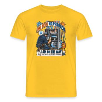 Kein Hitzeproblem Kaffee-Technik - Männer T-Shirt - Gelb - Vorne - AI Model Male 178 dark (178cm)