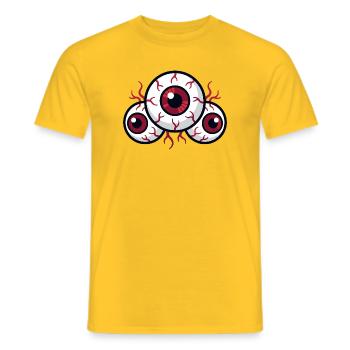 Unheimliche Augenäpfel mit roten Adern und dunklen Pupillen - Männer T-Shirt - Gelb - Vorne - AI Model Male 178 dark (178cm)