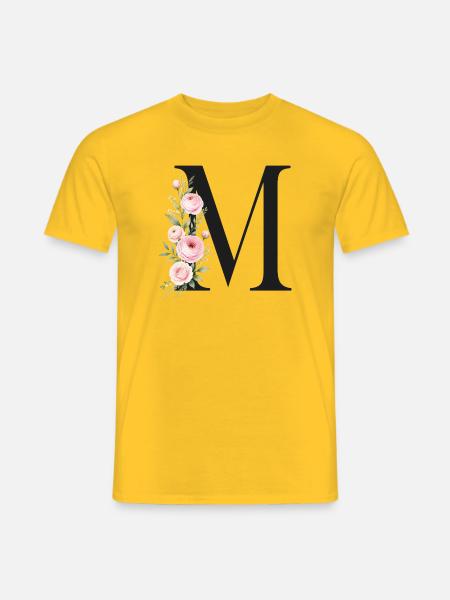 M Buchstabe Monogram Floral - Männer T-Shirt - Gelb