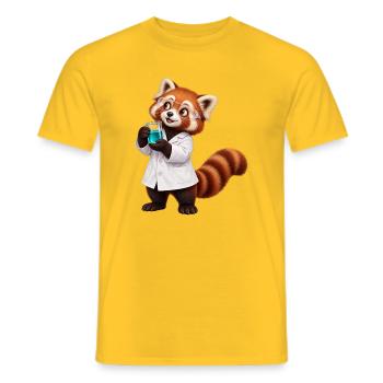 Roter Panda-Wissenschaftler mit Becher - Männer T-Shirt - Gelb - Vorne - AI Model Male 178 dark (178cm)