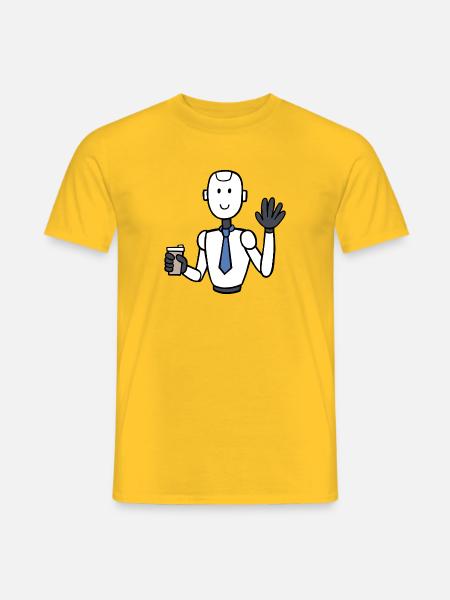 Geschäftsmann-Roboter mit Kaffee - Männer T-Shirt - Gelb