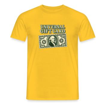 Universal-Geschenkkarte - Männer T-Shirt - Gelb - Vorne - AI Model Male 178 dark (178cm)