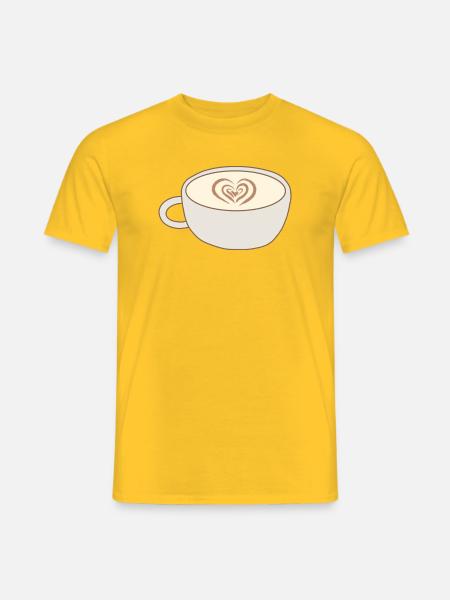 Heart Latte Cup Kunst - Männer T-Shirt - Gelb