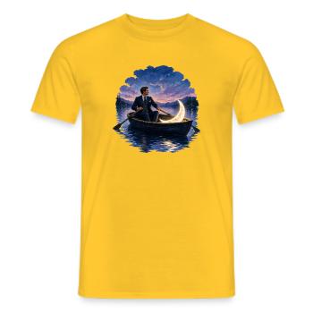 Mann Im Ruderboot Mond Romantisch Nacht Gemälde - Männer T-Shirt - Gelb - Vorne - AI Model Male 178 dark (178cm)