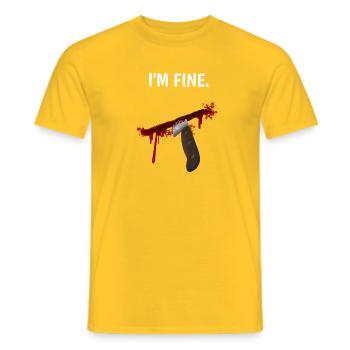 I'm fine - Messer mit Blutspritzern - Männer T-Shirt - Gelb - Vorne - AI Model Male 178 dark (178cm)