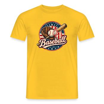 Vintage Baseball Flag - Männer T-Shirt - Gelb - Vorne - AI Model Male 178 dark (178cm)