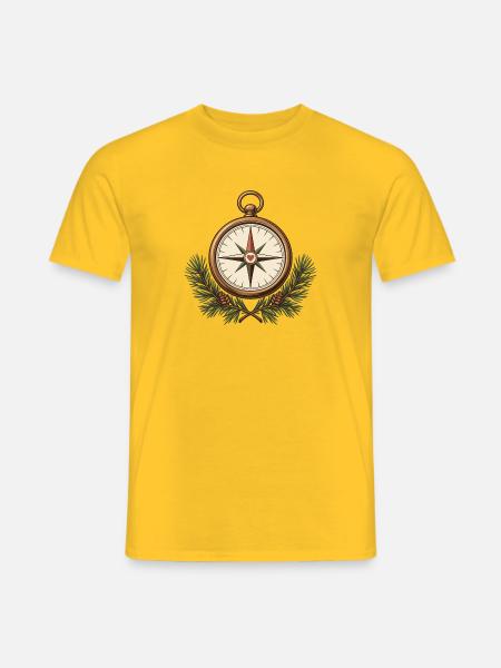 Kompass und Berge – Kompass - Männer T-Shirt - Gelb