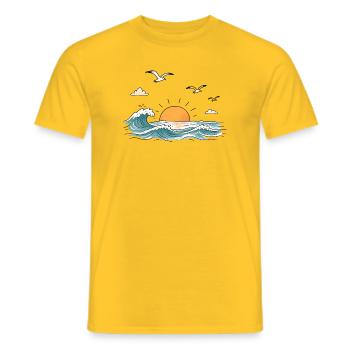 Meer Wellen Sonnenuntergang Retro - Männer T-Shirt - Gelb - Vorne - AI Model Male 178 dark (178cm)