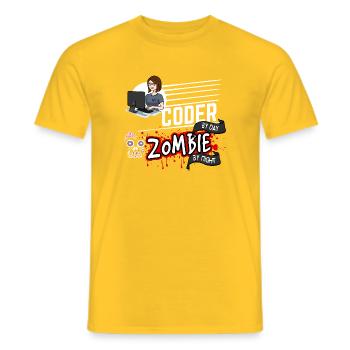 Coder by day Zombie by night - Programmiererin - Männer T-Shirt - Gelb - Vorne - AI Model Male 178 dark (178cm)