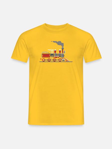 Dampflokomotive Pixelgrafik - Männer T-Shirt - Gelb