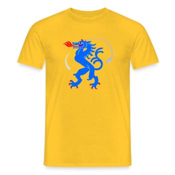Feuerdrache Blau im Golf Ring - Männer T-Shirt - Gelb - Vorne - AI Model Male 178 dark (178cm)