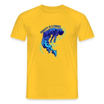 Gravitation ist eine Wahl - Männer T-Shirt - Gelb - Vorne - AI Model Male 178 dark (178cm)