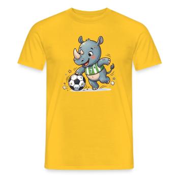 Rhino Fußballheld im Grün - Männer T-Shirt - Gelb - Vorne - AI Model Male 178 dark (178cm)
