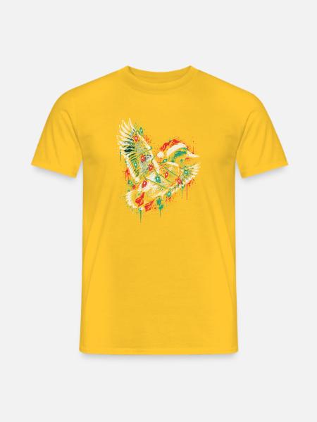 Weihnachts-Taube in Aquarellstil - Männer T-Shirt - Gelb