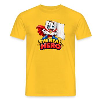 Lustiger Toilettenpapier-Held - Männer T-Shirt - Gelb - Vorne - AI Model Male 178 dark (178cm)