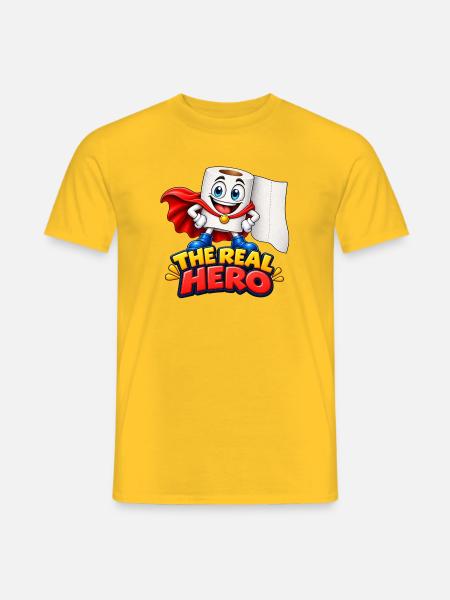 Lustiger Toilettenpapier-Held - Männer T-Shirt - Gelb