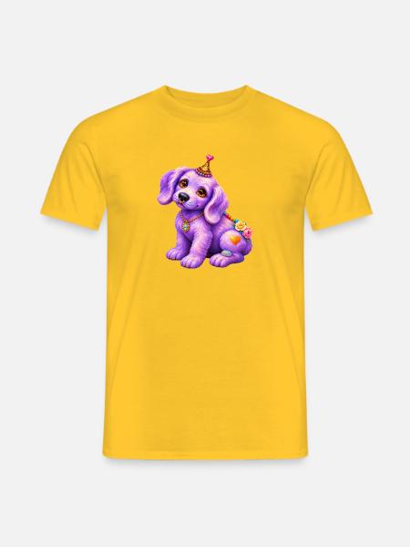 Fliederkleiner Welpe - Männer T-Shirt - Gelb