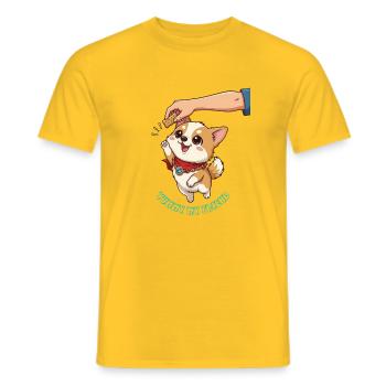Corgi Biscuit Cheer Niedliches Hundedesign - Männer T-Shirt - Gelb - Vorne - AI Model Male 178 dark (178cm)