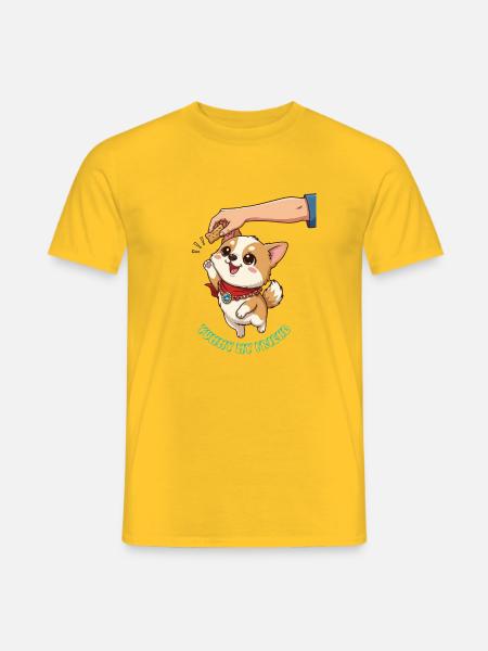 Corgi Biscuit Cheer Niedliches Hundedesign - Männer T-Shirt - Gelb