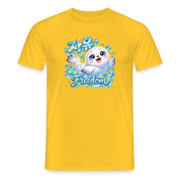 Kuscheliger Robbe Freiheit Design - Männer T-Shirt - Gelb - Vorne - AI Model Male 178 dark (178cm)