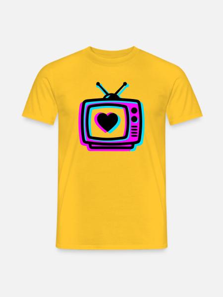 Pink TV Herz Glitch Icon - Männer T-Shirt - Gelb