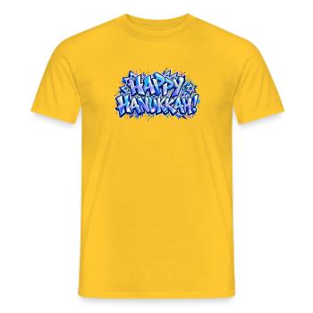 Frohes blaues Graffiti-Hanukkah: Geschenk, das leuchtet! - Männer T-Shirt - Gelb - Vorne - AI Model Male 178 dark (178cm)