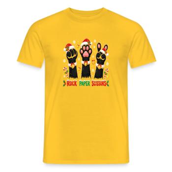 Winterpfoten Rock Paper Scissors - Männer T-Shirt - Gelb - Vorne - AI Model Male 178 dark (178cm)