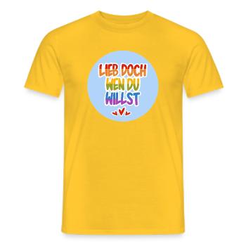 Lieb_doch_wen_du_willst_hellblau - Männer T-Shirt - Gelb - Vorne - AI Model Male 178 dark (178cm)