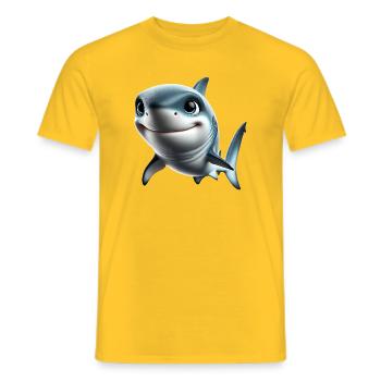 Fröhlicher Hai Cartoon Print - Männer T-Shirt - Gelb - Vorne - AI Model Male 178 dark (178cm)