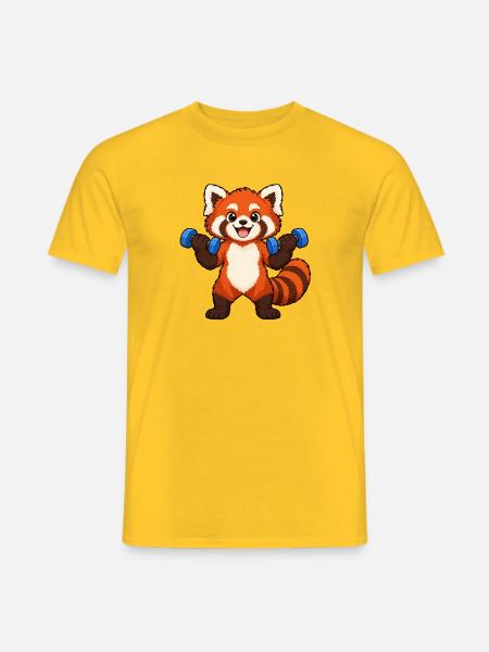 Fitness Red Panda Lifting-Hanteln - Männer T-Shirt - Gelb