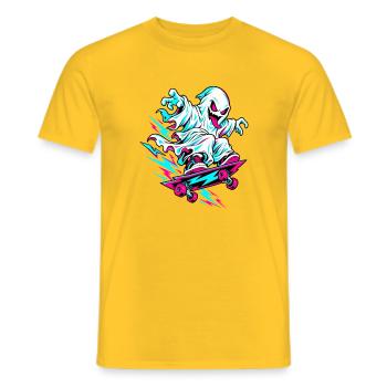 Neon Geist auf Skateboard - Männer T-Shirt - Gelb - Vorne - AI Model Male 178 dark (178cm)