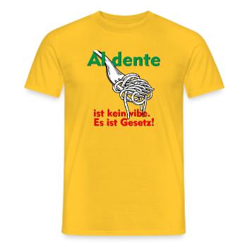 Al dente ist kein Vibe. Das ist Gesetz! - Männer T-Shirt - Gelb - Vorne - AI Model Male 178 dark (178cm)