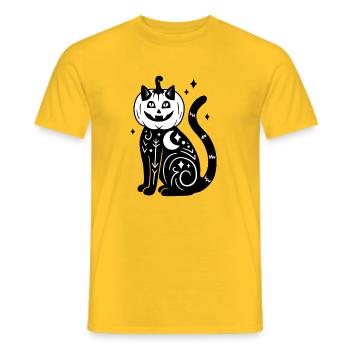 Halloween Katze Kürbiskostüm - SW mit Sternen - Männer T-Shirt - Gelb - Vorne - AI Model Male 178 dark (178cm)