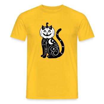 Halloween Katze Kürbiskostüm - SW - Männer T-Shirt - Gelb - Vorne - AI Model Male 178 dark (178cm)