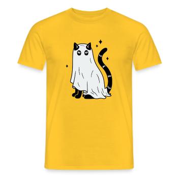 Halloween Katze Gespenst - Mit Sternen - Männer T-Shirt - Gelb - Vorne - AI Model Male 178 dark (178cm)