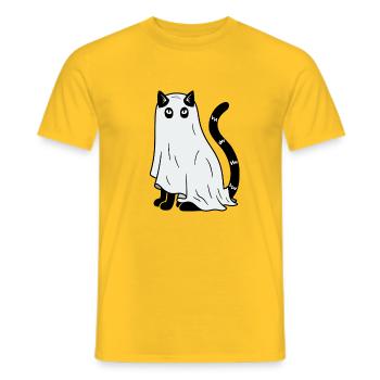 Halloween Katze Gespenst - Männer T-Shirt - Gelb - Vorne - AI Model Male 178 dark (178cm)