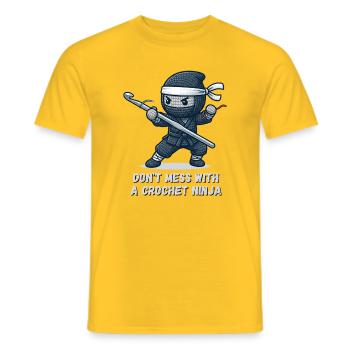 Crochet Ninja – Nicht anfassen - Männer T-Shirt - Gelb - Vorne - AI Model Male 178 dark (178cm)
